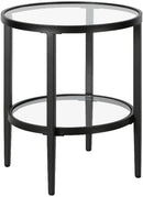 Henn&Hart 20" Wide Round Side Table with Glass Shelf in Blackened Bronze, Table for Living Room, Bedroom by CozyNest Decor