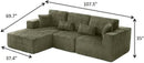 Modular Sectional Sofa Cloud Sectional Couch, 135" Comfy Fluffy L Shaped Olive Green Couches for Living Room, Deep Seat Memory Foam Plush Corduroy Boneless Couch Sectionals Left Facing Chaise Sofa by CozyNest Decor