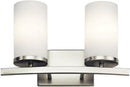 Kichler Crosby 15" 2 Light Vanity Light Satin Etched Cased Opal Brushed Nickel by CozyNest Decor