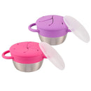 Elk and Friends Stainless Steel Snack Cups | Removable Silicone Food Catcher and Travel Lid | Spill-Proof Snack Containers for Baby, Toddler, Kids | Dishwasher Safe | 2 Pack by TinyTreasures Baby Boutique