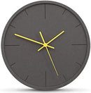 Stephanie Imports Modern Minimalist Dark Concrete Silent Wall Clock (Yellow Hands) by CozyNest Decor