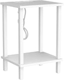 TUTOTAK End Table with Charging Station, Set of 2, Small Side Table with Outlets, Nightstand Bedside Table, 2-Tier Storage Shelf for Small Space, Living Room, Bedroom White TB01BW041 by CozyNest Decor