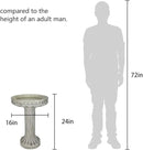 24 Inch Height Outdoor Bird Bath - Fibre Reinforced Concrete Large Bird Bath Stylish with Modern Pedestal for Garden, Patio, Backyard, Lawn - 16”W X 24”H Contemporary Birdbaths & Supports by GreenHaven Gardens