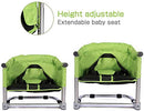 Booster Seat for Dining Table: Portable Toddler Booster Chair with Safety Buckle and Height Adjustable, Foldable Baby Feeding Chair, Kids High Chair Booster Seat for Kitchen Home Travel - Green by TinyTreasures Baby Boutique