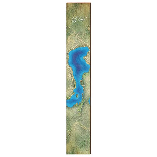 Lily Lake Map Home Decor Art Print on Real Wood