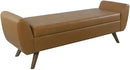 HomePop Modern Storage Bench with Wood Legs Home Décor|Bench with Storage for Living Room & Bedroom - Faux Leather Brown by CozyNest Decor