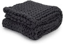 Nuzzie Chunky Knit Blanket - Breathable, Cooling, Hand Made Knit Throw Blanket for Sleep - Machine Washable, Stylish Decor Design (Charcoal, Full | 16lbs | 48"x72") by CozyNest Decor