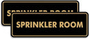 Signs ByLITA Standard Sprinkler Room Sign (Black Gold) - Medium 2 Pack by GreenHaven Gardens