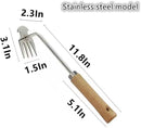 Weed Removal Tool, 2025 New Garden Weeding Tools Manganese Steel Hand Weeder Tool with Handle, 4 Teethes Dual Purpose Manual Weeders Tool Weed Pulling Tool for Garden (Wooden Handle) by GreenHaven Gardens