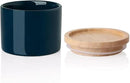 Sweejar Kitchen Canisters Ceramic Food Storage Jar, Stackable Containers with Airtight Seal Wooden Lid for Serving Ground Coffee, Tea, Sugar, Spice and More - 5 Fl Oz(Navy) by CozyNest Decor