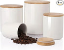 Sweejar Ceramic Canisters Set, Food Storage Jars with Airtight Seal Bamboo Lid, Stackable Containers for Kitchen Counter, Ground Coffee, Flour, Sugar, Cookie, Dog Treats, Candy, Pack of 4 (White) by CozyNest Decor