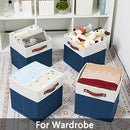 HNZIGE Cube Storage Bins Basket for Shelves Set of 4, Fabric Storage Cubes Baskets Closet Storage Bins for Cube with Handles, Cubby Storage Bins Baskets for Organizing Home and Office (White Blue) by TinyTreasures Baby Boutique
