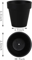 Yishang 36 pcs Small Mini Black Clay Pots, 2.5'' Terracotta Pot Clay Ceramic Pottery Planter,Cactus Flower Terra Cotta Pots,Succulents Nursery Pots,with Drainage Hole,Great for Crafts,Wedding Favor by GreenHaven Gardens