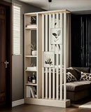 Wall Room Divider, Storage Cabinet Storage Display with Shelves, Modern Freestanding Wood Room Divider Screen, Wall Privacy Screens for Home Decorative (Beige+White,39.5" L x 9.5" W x 79.5" H) by CozyNest Decor