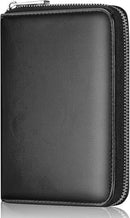 Genuine Leather Passport Wallet for Travel, RFID Blocking Cover with Zipper Closure and 3 Passport Pockets (Black) by TinyTreasures Baby Boutique
