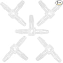 1/8" Tee Fitting Equal Barb 3 Way Hose Barb Fitting，Splicer Joint Mender Adapter Union Fitting for Fuel Gas Liquid Air (Pack of 5) for Fuel Gas Liquid Air (Pack of 5) by GreenHaven Gardens