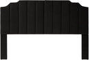 24KF Black Velvet Tufted King Upholstered Headboard, Modern Vertical Channel Design California King Headboard with Stepped Silhouette Top Edge,Black by CozyNest Decor