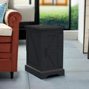 JXQTLINGMU Nightstand with Charging Station, Rectangular Farmhouse End Table with Barn Door and Adjustable Storage Shelf, 17" Deep Wood Rustic Sofa Side Table for Living Room, Bedroom, Black by CozyNest Decor