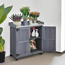 Yaheetech Garden Potting Bench Table, Outdoor Garden Horticultural Wooden Storage Cabinet & Solid Wood Planting Work Bench with Large Space Storage & Metal-Plated Tabletop, Gray by GreenHaven Gardens