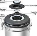ShanSon Coffee Canister Airtight Stainless Steel Kitchen Food Storage Container with Date Tracker for Beans Grounds Tea Flour Cereal Sugar, 22OZ, Silver by CozyNest Decor