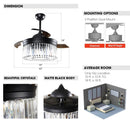 42" Modern Downrod Mount Crystal Ceiling Fan with Lighting and Remote Control by ParrotUncle