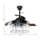 42" Modern Downrod Mount Crystal Ceiling Fan with Lighting and Remote Control