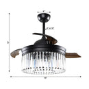42" Modern Downrod Mount Crystal Ceiling Fan with Lighting and Remote Control by ParrotUncle
