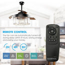 42" Modern Downrod Mount Crystal Ceiling Fan with Lighting and Remote Control