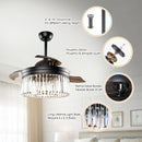 42" Modern Downrod Mount Crystal Ceiling Fan with Lighting and Remote Control