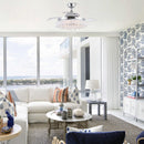 42" Modern Chrome Downrod Mount Crystal Ceiling Fan with Lighting and Remote Control