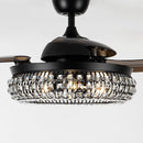 42" Modern Downrod Mount Crystal Ceiling Fan with Lighting and Remote Control