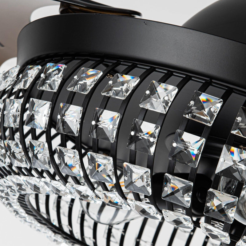 42" Modern Downrod Mount Crystal Ceiling Fan with Lighting and Remote Control