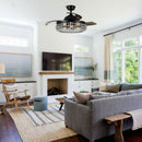 42" Modern Downrod Mount Crystal Ceiling Fan with Lighting and Remote Control