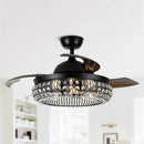 42" Modern Downrod Mount Crystal Ceiling Fan with Lighting and Remote Control