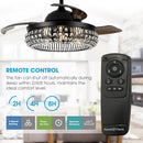 42" Modern Downrod Mount Crystal Ceiling Fan with Lighting and Remote Control
