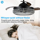 42" Modern Downrod Mount Crystal Ceiling Fan with Lighting and Remote Control