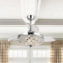 42" Servantes Modern Downrod Mount Crystal Ceiling Fan with Lighting and Remote Control