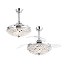 42" Servantes Modern Downrod Mount Crystal Ceiling Fan with Lighting and Remote Control