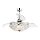 42" Servantes Modern Downrod Mount Crystal Ceiling Fan with Lighting and Remote Control