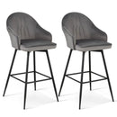 2 Pieces 29.5 Inch Pub Height Swivel Velvet Bar Stools with Metal Legs-Gray by LJGDeals