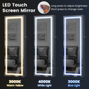 42.5 Inches Lockable Jewelry Mirror Wall Cabinet with 3-Color LED Lights-Black