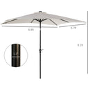 9' x 7' Solar Umbrella, LED Lighted Patio Umbrella for Table or Base with Tilt & Crank, Outdoor Umbrella for Garden, Deck, Backyard, Pool, Beach, White