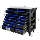 12 Layer Drawer Multi Purpose Tool Cart With Wheels And Iron Top - Black / Blue by HouseOfZazla