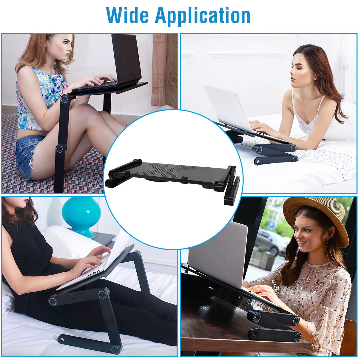 Foldable Laptop Table Bed Notebook Desk with Mouse Board Aluminum Alloy Breakfast Snacking Tray for Home Office Travel Use, photo 4 of 11