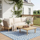 4-Piece Acacia Wood Outdoor Sofa Set with Rope Back & Weather-Resistant Cushions
