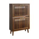 Medieval Modern Shoe Cabinet With 2 Flip Drawers And Fence Design by Unique Piece Furniture