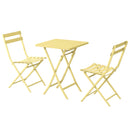 3 Piece Patio Bistro Set of Foldable Square Table and Chairs, Yellow