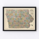 Vintage Map of Iowa 1875