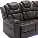 Home Theater Seating Manual Recliner Chair With Center Console And Led Light Strip For Living Room by HouseOfZazla