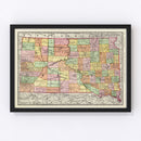 Vintage Map of South Dakota 1897